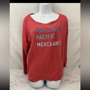 Hollister Pacific Merchants Long Sleeve Sweater Womens XS Pink Peach Blue M1‌